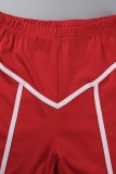 rosa rossa Moda Abbigliamento sportivo Patchwork per adulti Patchwork solido Colletto con cappuccio Manica lunga Manica regolare Corta Due pezzi