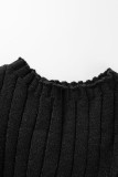 Zwart, casual, effen patchwork, off-shoulder, twee stukken met lange mouwen