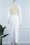 Vita Casual Solid, rygglös långärmad klänning med turtleneck