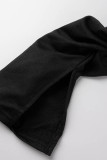 Zwarte casual effen rugloze split off-shoulder magere jumpsuits