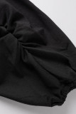Black Casual Solid Backless Slit Off the Shoulder Skinny Jumpsuits