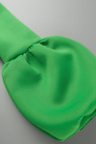 Groene elegante effen bandage patchwork halve coltrui A-lijn jurken