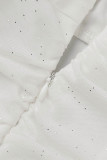 Witte sexy effen patchwork v-hals kokerrokjurken