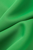Grön Elegant Solid Bandage Patchwork Half A Turtleneck A Line Klänningar