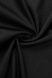 Черные элегантные однотонные лоскутные платья с V-образным вырезом и длинными рукавами