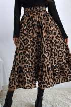 Bruin casual print luipaard patchwork hoge taille type A volledig bedrukt broekje