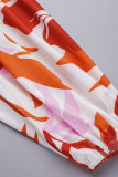 Witte casual print bandage patchwork tops met V-hals