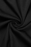 Vestidos pretos casuais elegantes sólidos patchwork meia gola alta com saia em um degrau