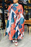 Kleur Grote maten Casual geometrische print Coltrui bedrukte jurk