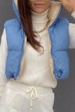 White Casual Solid Patchwork Mandarin Collar Outerwear