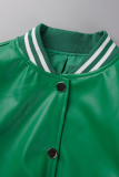 Green Street Solid Buckle Mandarin Collar Ytterkläder