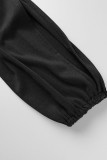 ブラック カジュアル エレガント ソリッド パッチワーク ハーフ タートルネック ワンステップ スカート ドレス