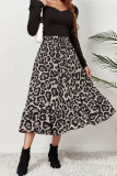 Braune, lässige Print-Leopard-Patchwork-Hosen mit hoher Taille Typ A