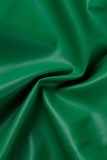 Green Street Solid Buckle Mandarin Collar Outerwear