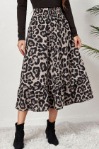 Серые повседневные штаны с высокой талией и леопардовым принтом в стиле пэчворк, тип А, полный принт
