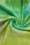 Lila Casual Print Tie Dye Basic O-hals långärmad två delar