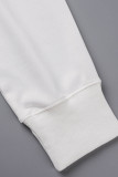 Top con colletto con cappuccio basic con stampa lettera casual bianca alla moda