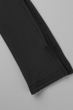 La ficelle noire sexy solide de tirage de patchwork plie les robes de jupe de crayon d'épaule