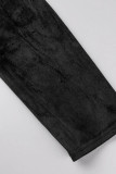 Vêtement d'extérieur noir à patchwork décontracté