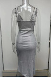 Фиолетовое сексуальное однотонное платье в стиле пэчворк с разрезом, асимметричное платье на тонких бретелях, платья