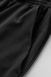 Черный модный повседневный сплошной бинт с выдолбленным пэчворком с v-образным вырезом, обычный комбинезон