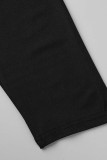 ブラック カジュアル プリント バンデージ パッチワーク オフショルダー ワンステップ スカート プラスサイズ ドレス