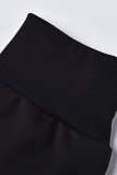Tops noirs à capuche avec cordon de serrage et imprimé Street