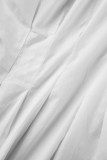 Witte sexy casual effen effen kleur overhemdkraag tops