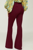 Pantalones casuales sólidos básicos regulares de cintura alta color sólido convencional