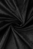 Vêtement d'extérieur noir à patchwork décontracté