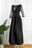 Rosa, elegantes, solides Pailletten-Patchwork-Abendkleid mit V-Ausschnitt