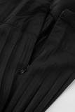 Черные повседневные однотонные однотонные штаны в стиле пэчворк с высокой талией и широкими штанинами