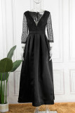 Черное элегантное вечернее платье с V-образным вырезом и блестками в стиле пэчворк