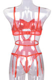 Red Sexy Solid Patchwork See-through With Bow Christmas Day Lingerie