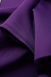 Vestido de noche de cuello asimétrico asimétrico con volantes de retazos liso elegante púrpura Vestidos