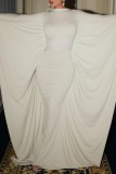 Белое повседневное однотонное платье в стиле пэчворк с круглым вырезом Нерегулярное платье Платья