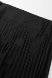Черные повседневные однотонные однотонные штаны в стиле пэчворк с высокой талией и широкими штанинами