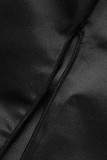 チベット ブルー エレガント ソリッド スパンコール パッチワーク V ネック イブニング ドレス ドレス