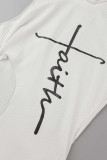 Белые сексуальные уличные принты с асимметричной водолазкой-юбкой-карандаш в стиле пэчворк, платья-юбка-карандаш