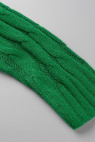 Vêtement d'extérieur en patchwork uni décontracté vert