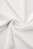 Blanco casual carta bordado patchwork camisa cuello más tamaño tops