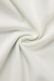 Weiße, lässige, feste Patchwork-Kleider mit O-Ausschnitt und langen Ärmeln