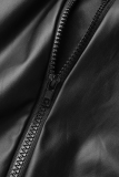 Черные сексуальные однотонные лоскутные платья с отложным воротником и юбкой-карандашом