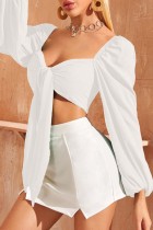 Witte Sexy Solid Backless V-hals Tops