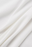 Vestidos brancos sexy lisos vazados frênulo gola quadrada manga longa