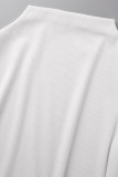 ホワイト カジュアル ソリッド ベーシック タートルネック ロング スリーブ ドレス