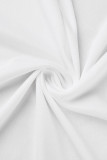 Белое повседневное лоскутное платье с вышивкой и круглым вырезом, длинное платье размера плюс, две части