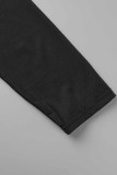 Colletto con cappuccio patchwork tinta unita per abbigliamento sportivo nero moda taglie forti due pezzi