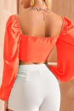 Oranje Sexy Solid Backless V-hals Tops