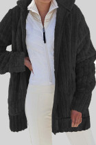 Black Casual Solid Patchwork Cardigan Collar Outerwear